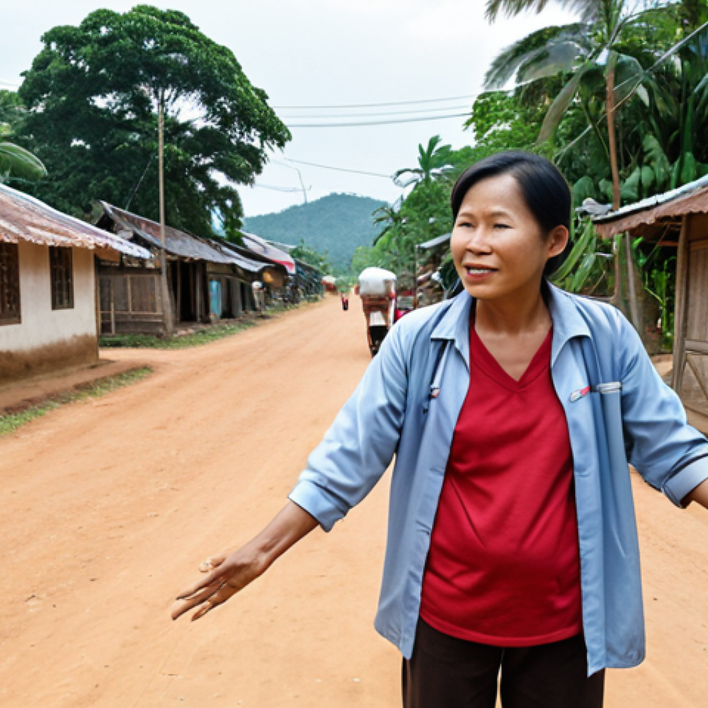 **

A Vietnamese public health expert advising a rural community on malaria prevention, showcasing practical, culturally relevant solutions and community engagement. Focus on a positive, hopeful atmosphere.

**